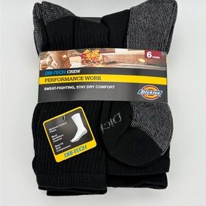Dickies Dri-Tech Black and Gray Crew Socks